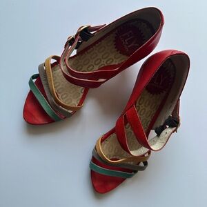 Pre-loved Fly London Women's Pony Red Multi-Strap Sandals